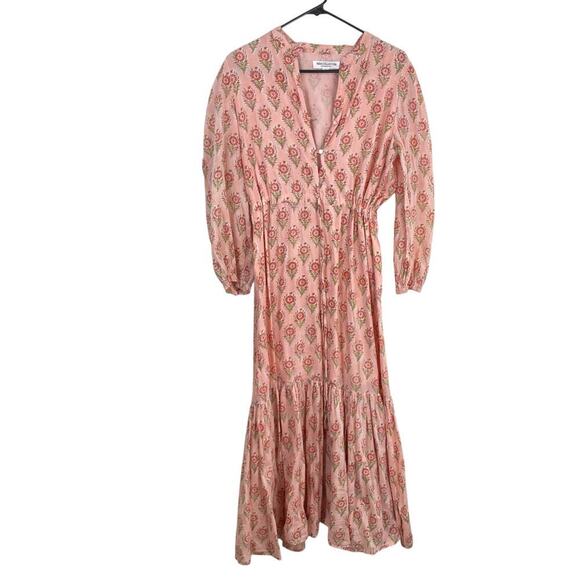 Emerson Fry India Collection Frances Organic Cotton Dress Monday Flowers Pink M - Picture 3 of 9